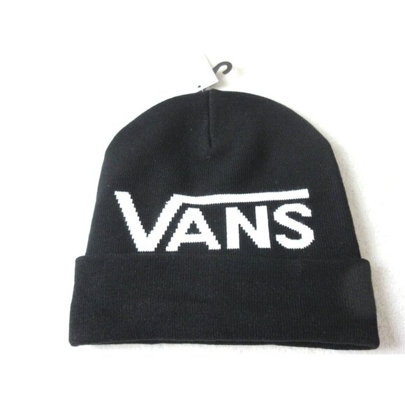 Vans Unisex Breaking Curfew Black White Logo Cuff Beanie Skull Cap Hat OSFA NWT - Picture 1 of 3